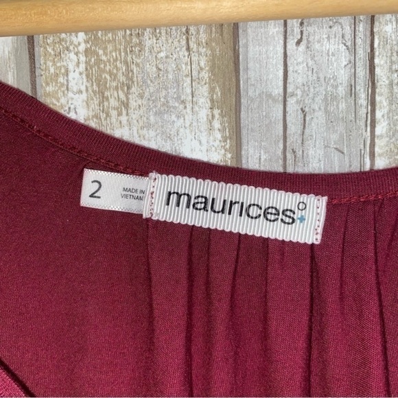 Maurices Red Lace Shoulder Raw Hem Blouse - Picture 6 of 6